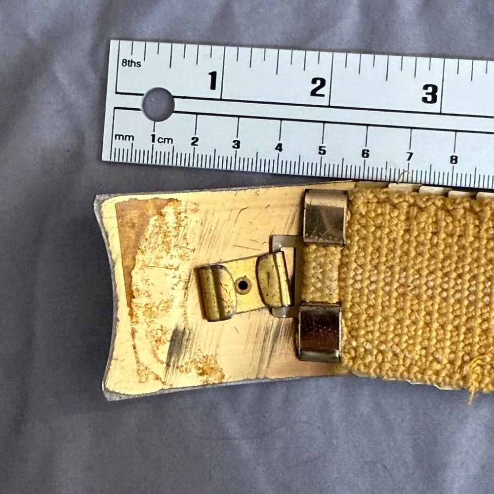 Vtg Gold Tone Metal Flower Belt Elastic Chain‎ Mesh Fishtail Buckle stretch glam
